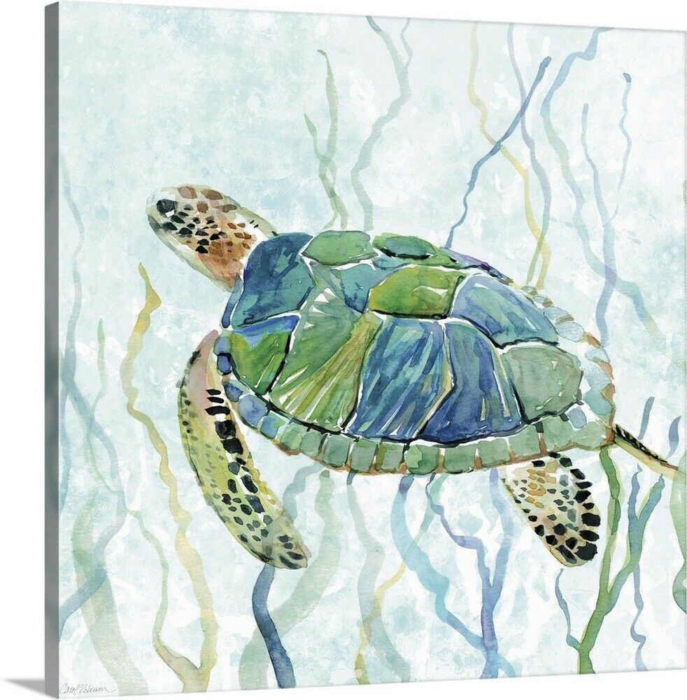 Sea Turtle Swim Ii Canvas Wall Art Print, Sea Turtle Home Decor | Ebay In 2017 Turtles Wall Art (View 5 of 20)