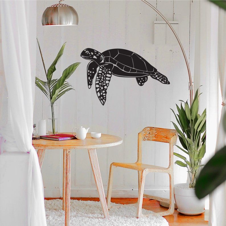 Sea Turtle Wall Decor Metal Wall Art Nautical Decor Navy | Etsy With Regard To Most Current Ocean Metal Wall Art (View 13 of 20)