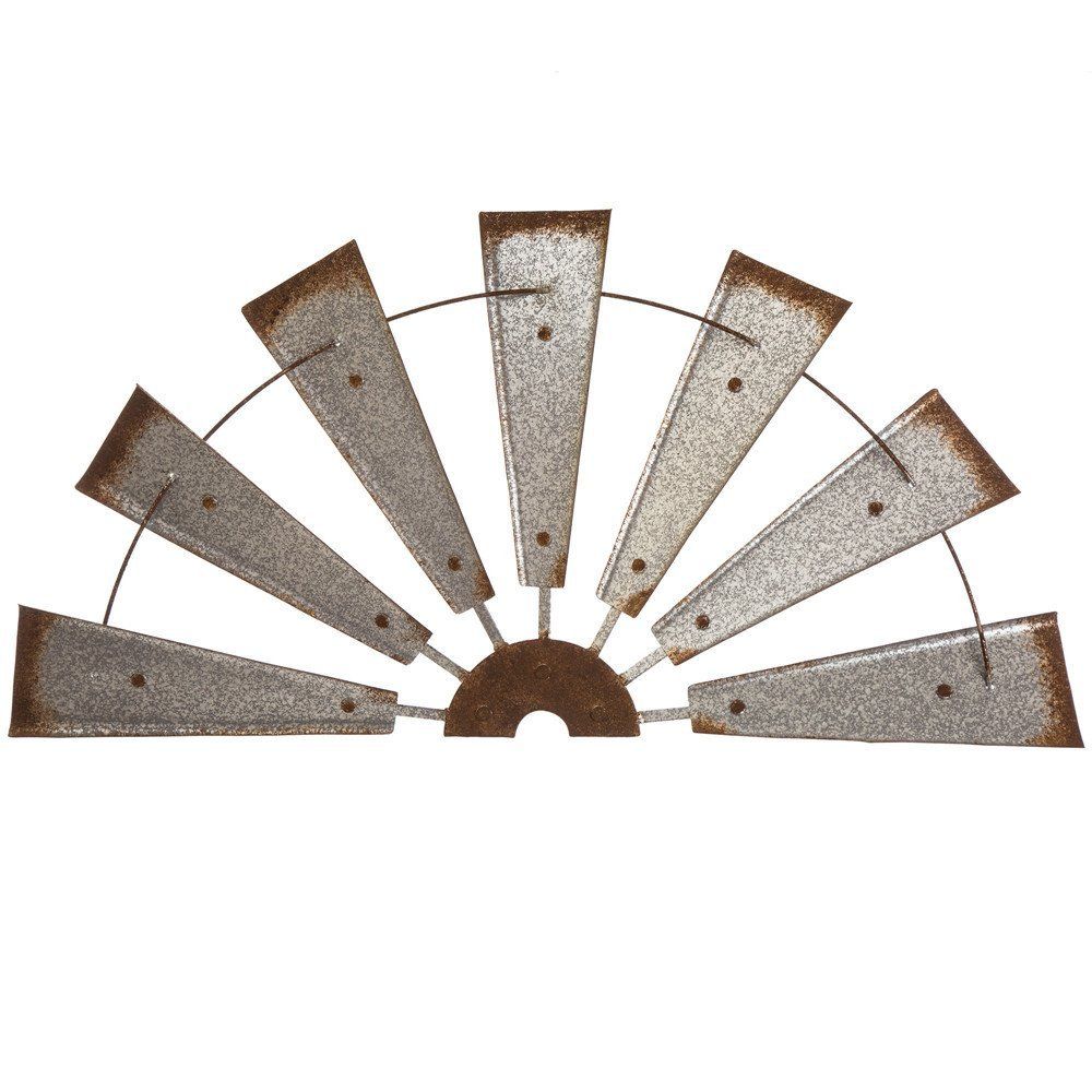 Semi Circle Windmill Metal Wall Decor | Country & Rustic | Art & Home Intended For Newest Half Circle Metal Wall Art (View 16 of 20)