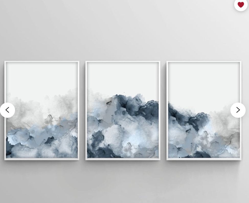 Set Of 3 Blue Gray Wall Art Printable Abstract Art Blue Grey | Etsy Regarding Current Blue Morpho Wall Art (View 17 of 20)