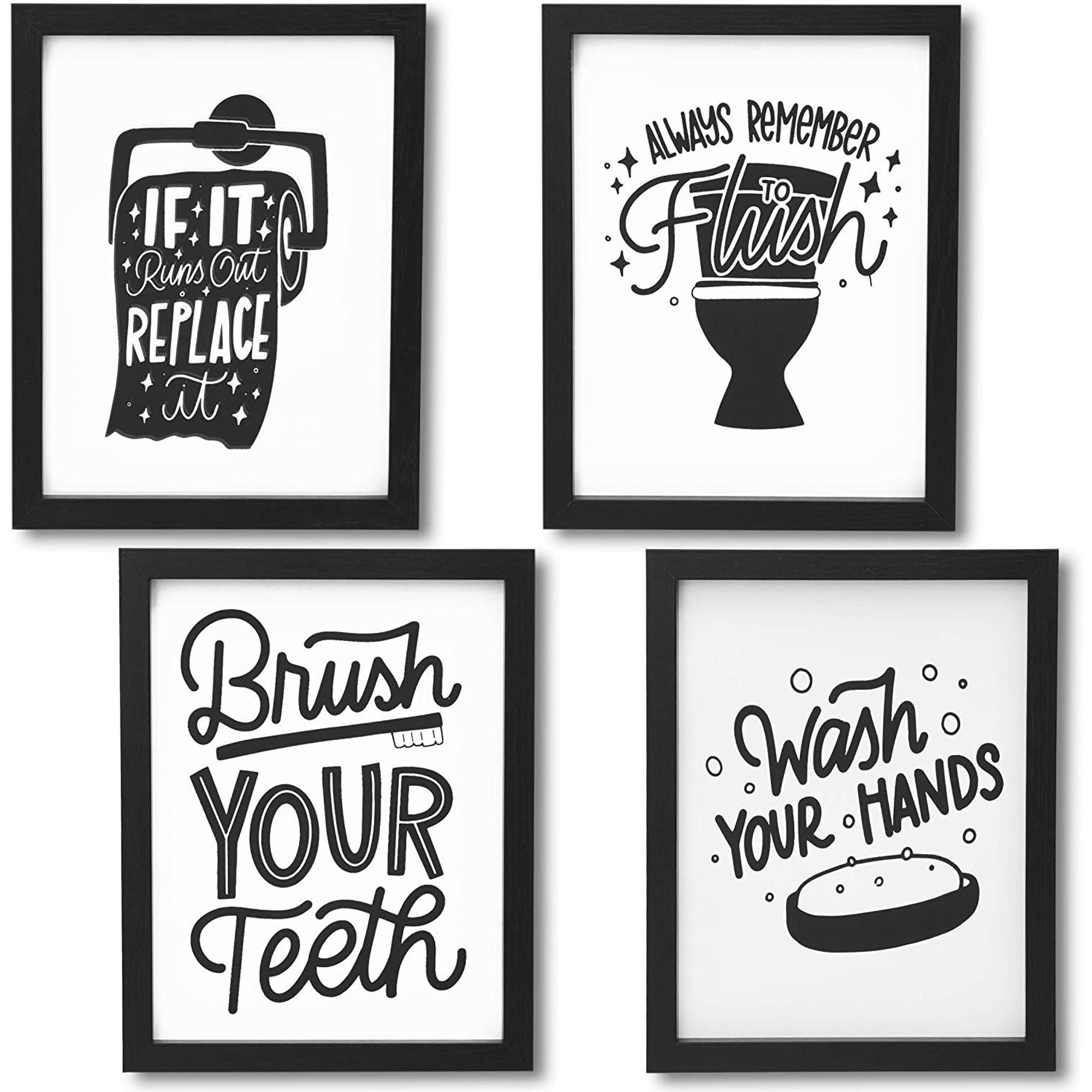 Set Of 4 Bathroom Wall Art Prints, Funny Quotes Bathroom Sign Wall Door With Regard To 2018 Fun Wall Art (View 13 of 20)