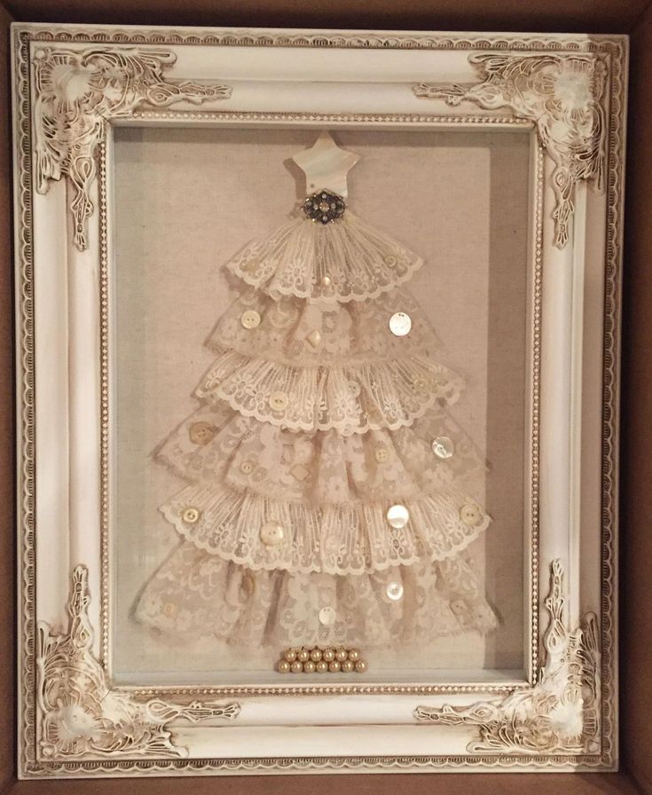 Shabby Chic Art Wall Decor #shabbychic | Lace Christmas Tree, Shabby Intended For Current Lace Wall Art (View 4 of 20)