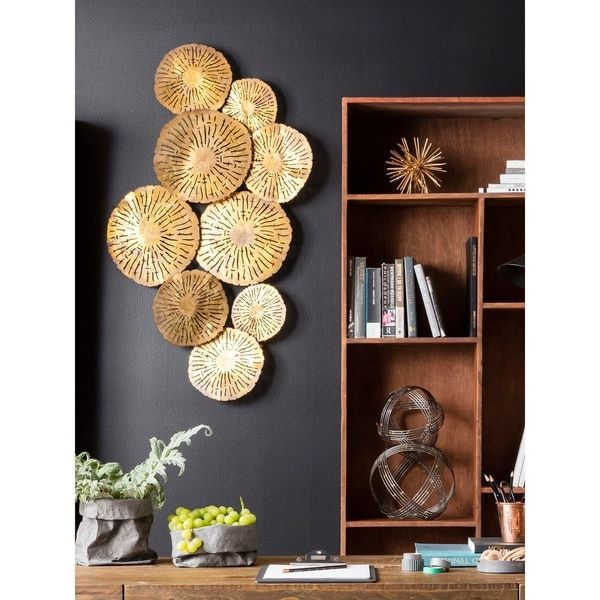 Shop Aurelle Home Large Gold Circles Metal Art Wall Decor – On Sale Pertaining To Most Current Gold And White Metal Wall Art (View 4 of 20)