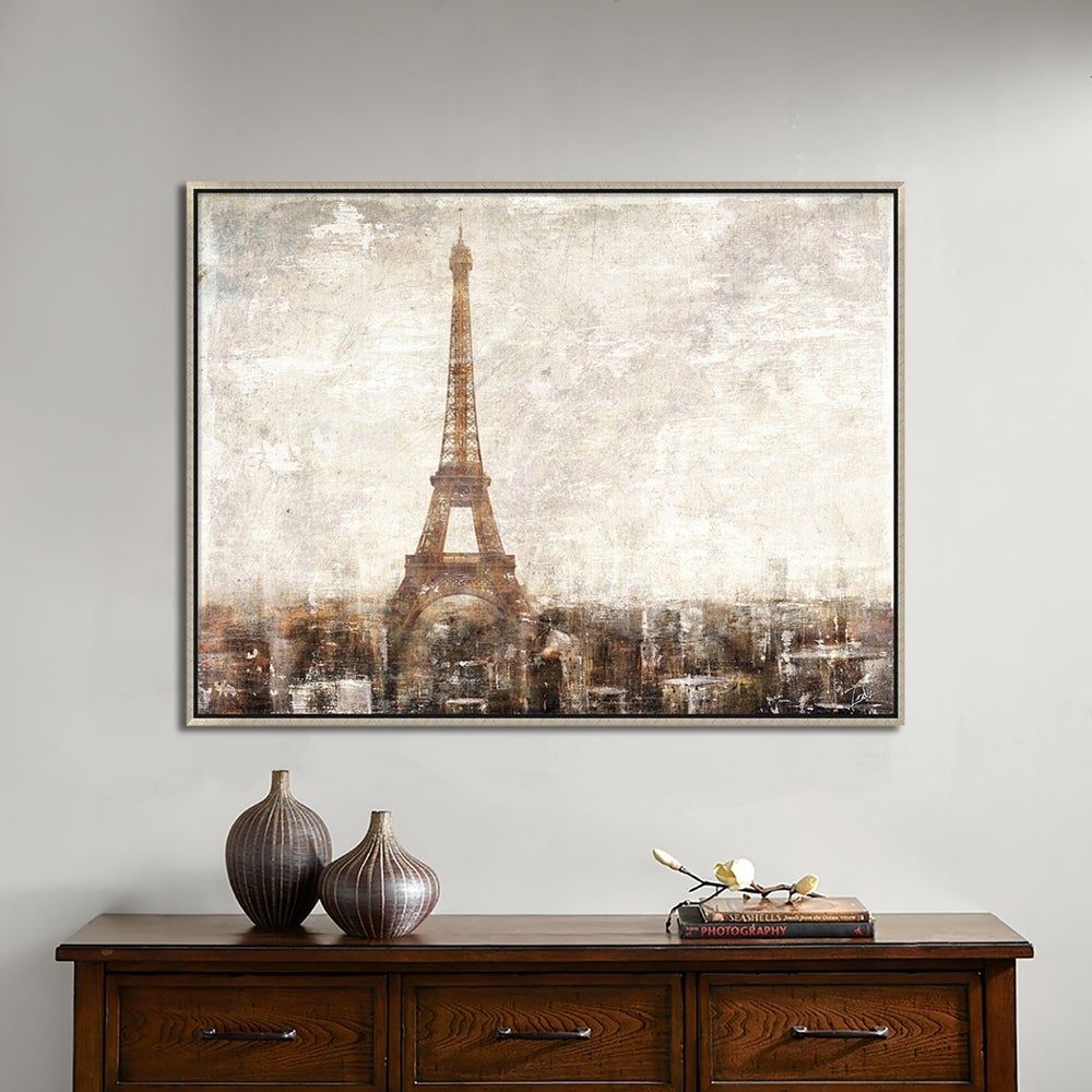 Shop Hand Painted Acrylic Wall Art Paris Eiffel Tower On A 47 X 35 Within Best And Newest Tower Wall Art (View 3 of 20)