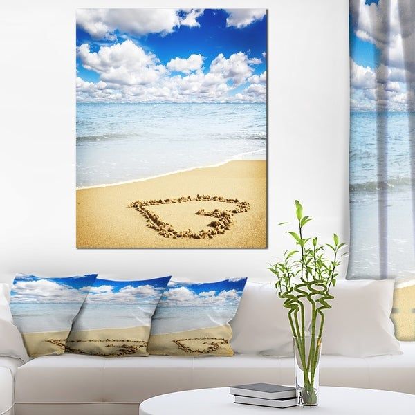 Shop Massive Heart Drawn On Serene Beach – Seashore Canvas Wall Art Throughout Most Recently Released Serene Wall Art (View 6 of 20)