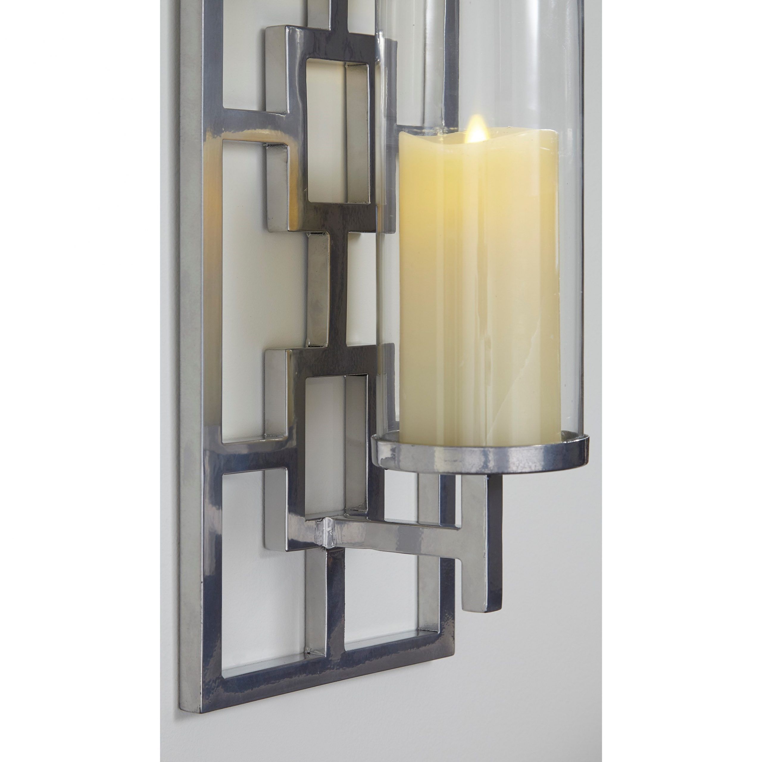 Signature Designashley Wall Art Brede Silver Finish Wall Sconce Regarding Most Recently Released Signature Wall Art (View 11 of 20)
