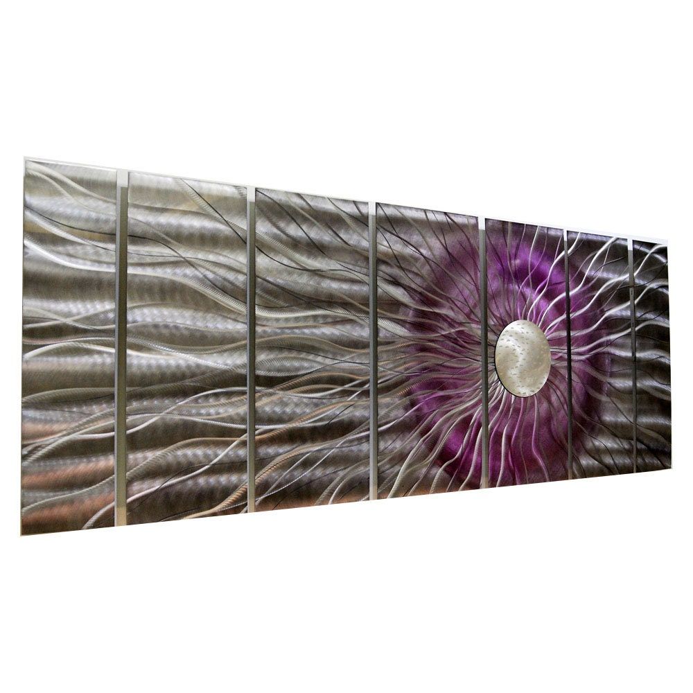 Silver Charcoal & Purple Metal Wall Art Multi Panel Wall | Etsy Inside Most Popular Charcoal Metal Wall Art (View 16 of 20)