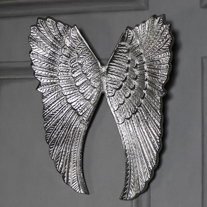 Silver Metal Angel Wings Vintage Shabby Ornate Chic Wall Art Home Gift With Current Antique Silver Metal Wall Art Sculptures (View 20 of 20)