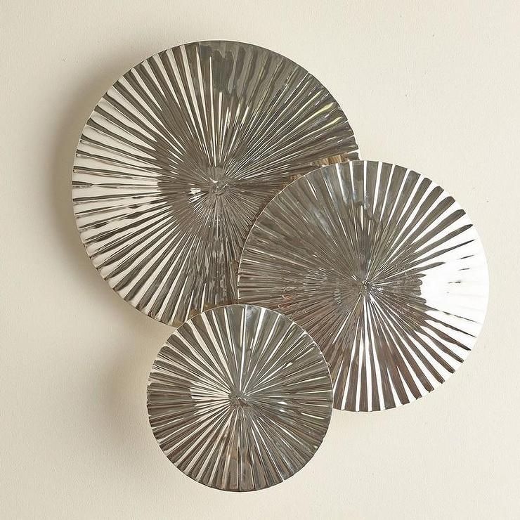 Silver Pleated Discs Wall Decor Set Throughout 2017 Layered Rings Metal Wall Art (View 12 of 20)