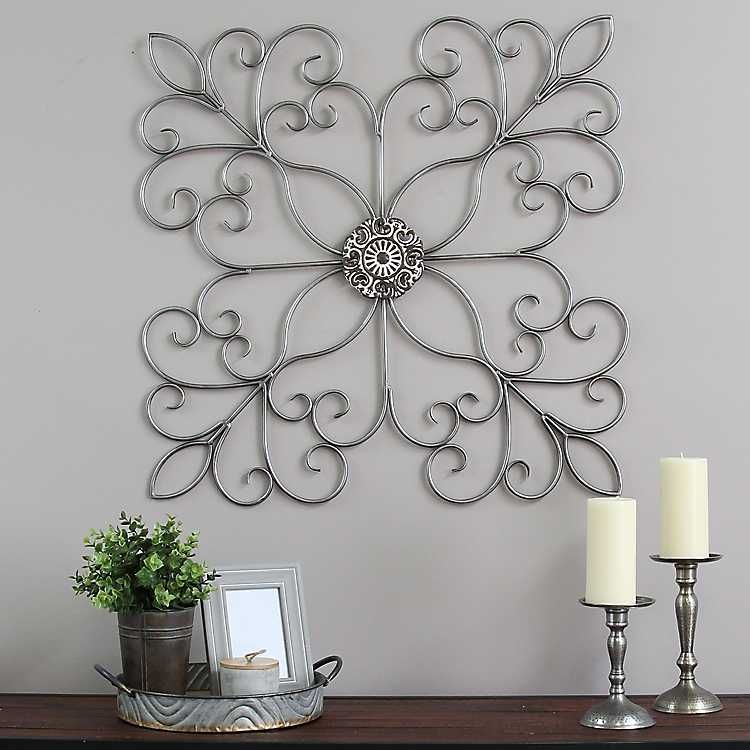 Silver Square Medallion Scroll Wall Plaque From Kirkland's In 2020 Regarding Newest Square Brass Wall Art (View 8 of 20)