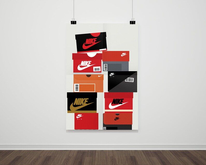 Sneaker Box Wall Art Poster Nike Sneakerhead Decor | Etsy Intended For Recent Box Wall Art (View 20 of 20)