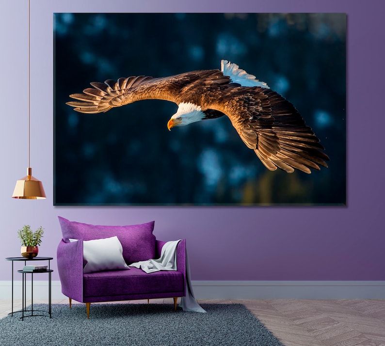 Soaring American Bald Eagle Wall Art Canvas Print Eagle | Etsy Intended For Most Recently Released Eagle Wall Art (View 18 of 20)