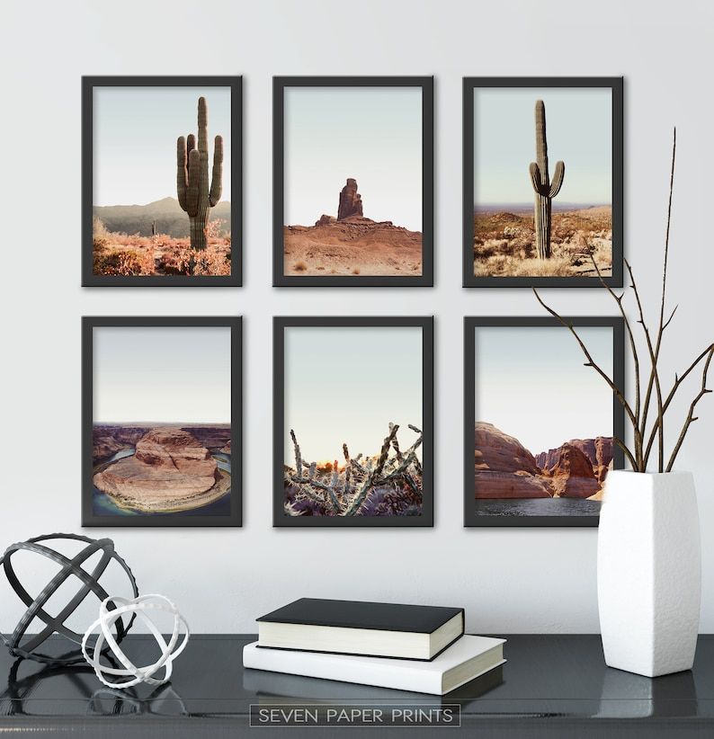 Southwestern Arizona Desert Wall Art Framed Set Of 6 Prints | Etsy Pertaining To 2017 Desert Palms Wall Art (View 6 of 20)