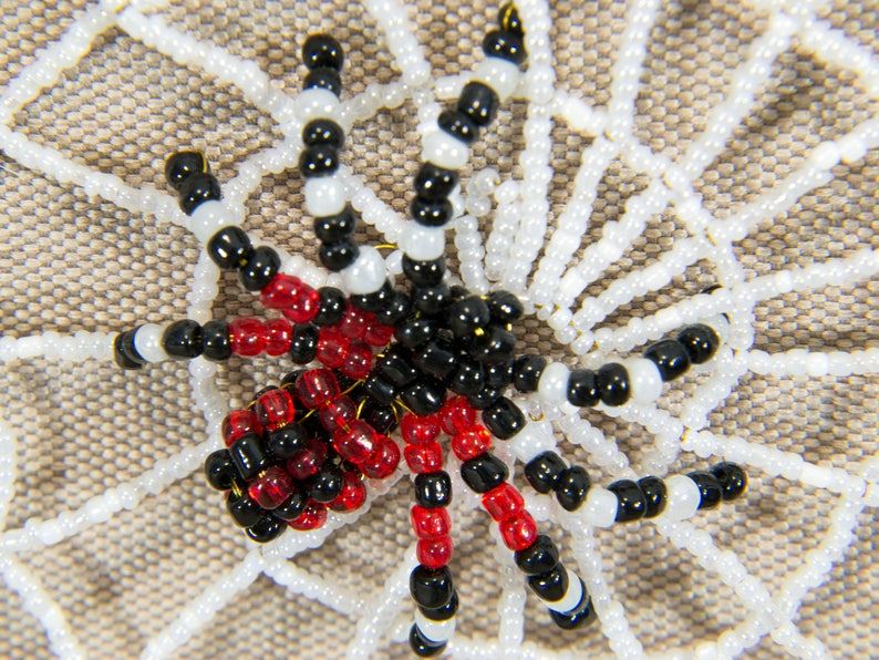 Spider Web Wall Hanging 4 Beaded Spiders Unframed Wall Decor | Etsy Intended For 2018 Web Wall Art (View 11 of 20)
