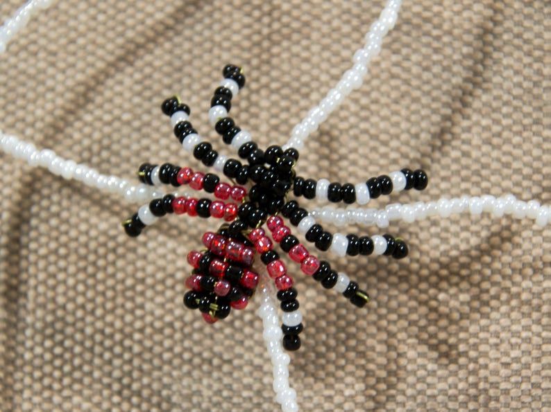 Spider Web Wall Hanging 4 Beaded Spiders Unframed Wall Decor | Etsy Intended For Current Web Wall Art (View 9 of 20)