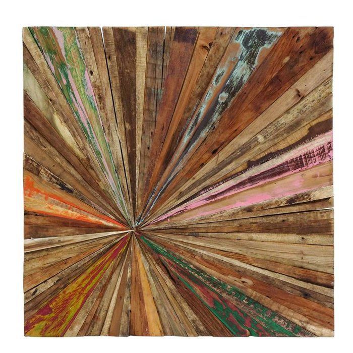 Square Organic Inspired Painted And Distressed Teak Abstract Wall Décor Inside Latest Distressed Wood Wall Art (View 13 of 20)