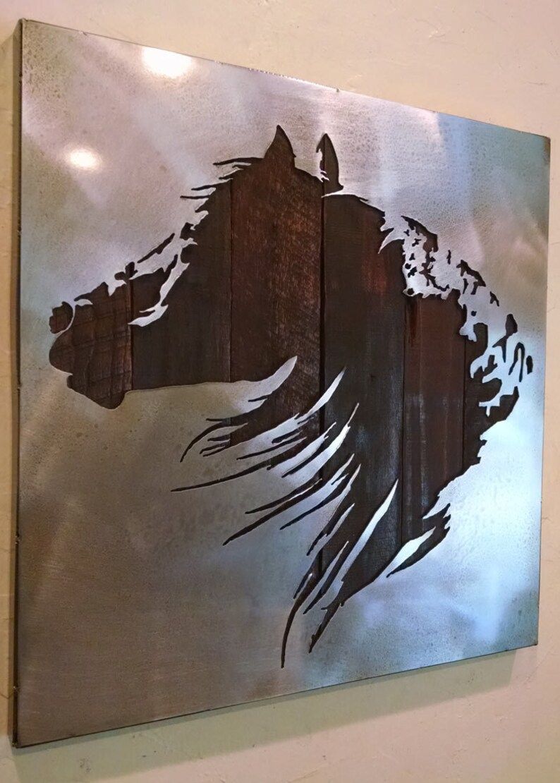 Stallion Wall Art Horse Art Metal Art Reclaimed Wood And | Etsy Within 2018 Metallic Rugged Wooden Wall Art (Gallery 19 of 20)