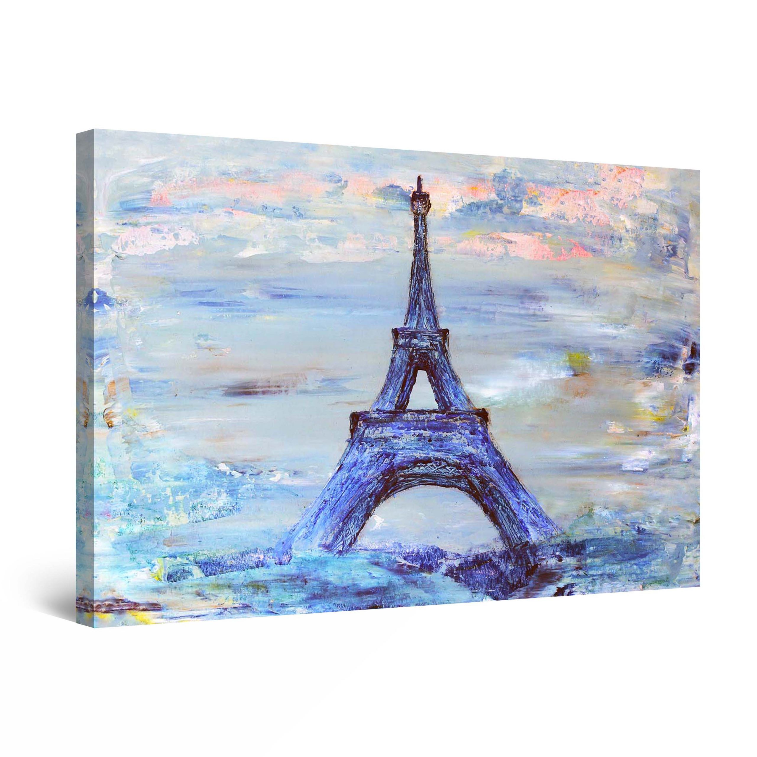 Startonight Canvas Wall Art Blue Eiffel Tower Paris France Theme Intended For Most Recent Tower Wall Art (View 18 of 20)