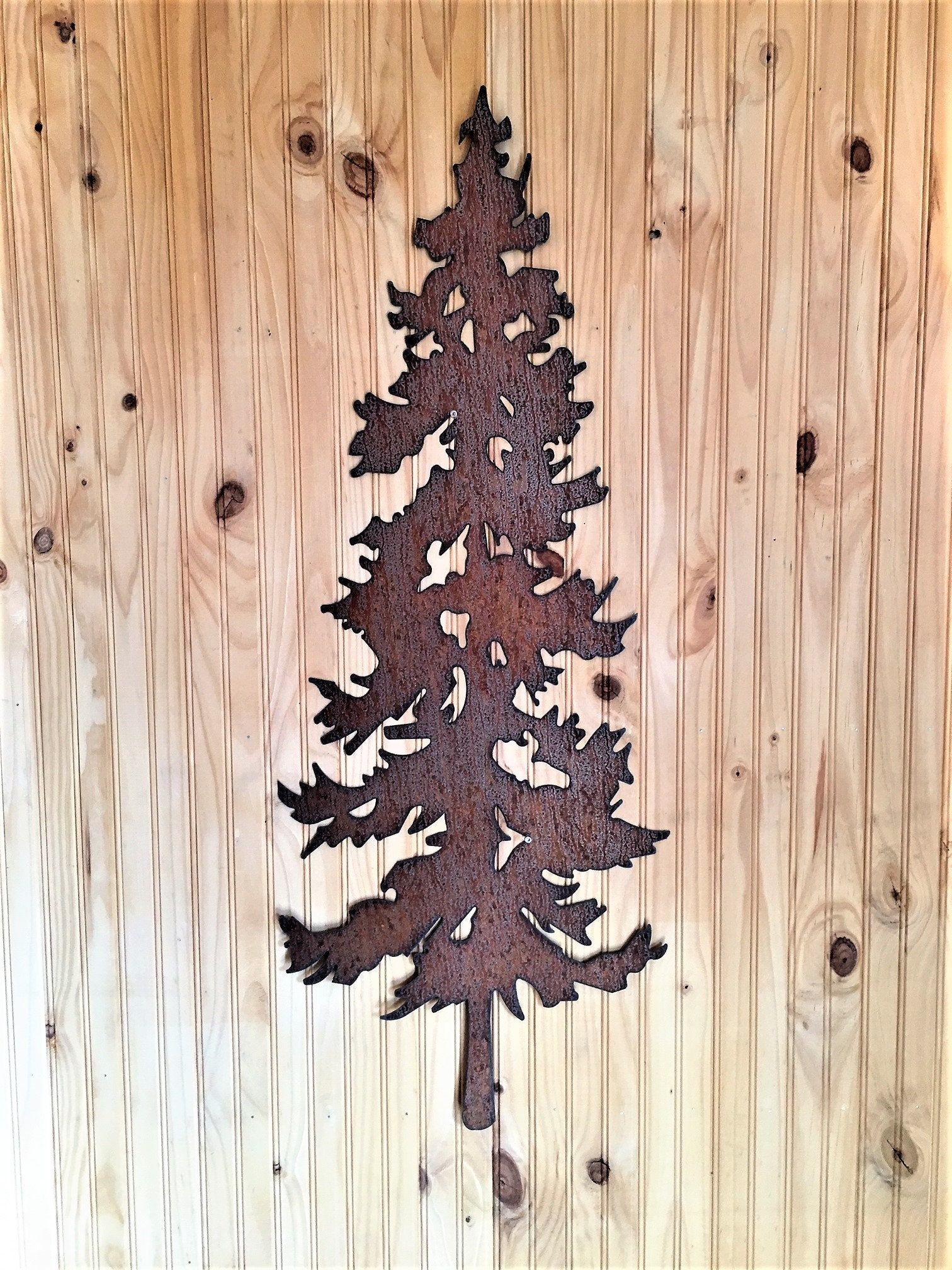 Steel Evergreen Tree Metal Wall Art Copper Rust Brown Color Leaves Pertaining To Most Recently Released Metallic Leaves Metal Wall Art (View 17 of 20)