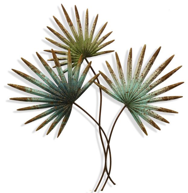 Stylecraft Weathered Painted Palm Leaves, Metal Wall Sculpture With Regard To Latest Metallic Leaves Metal Wall Art (View 10 of 20)