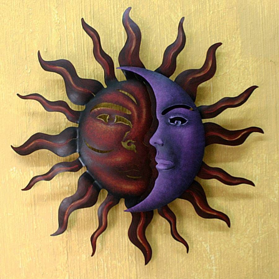 Sun And Moon Steel Wall Art – Romantic Duality | Novica Regarding Best And Newest Moonlight Wall Art (View 18 of 20)