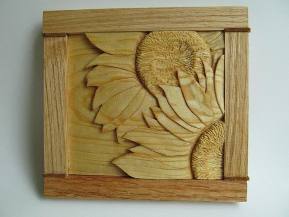 Sunflower Carving Hand Carved Sunflower Wall Decor Rustic Regarding Best And Newest Sunflower Metal Framed Wall Art (View 2 of 20)