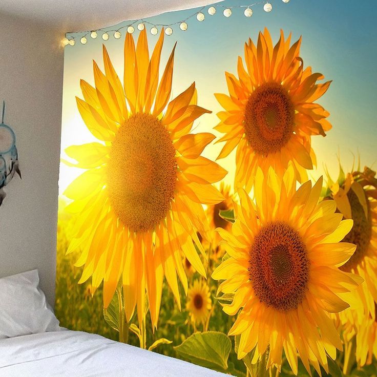 Sunlight Sunflowers Printed Waterproof Wall Tapestry | Tapestry For Most Up To Date Sunflower Metal Framed Wall Art (View 12 of 20)