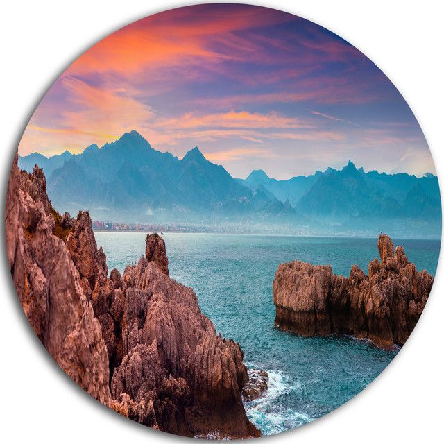 Sunrise On Barbor Milazzo Panorama, Landscape Round Wall Art – Beach Within Most Recent Sunrise Metal Wall Art (View 1 of 20)
