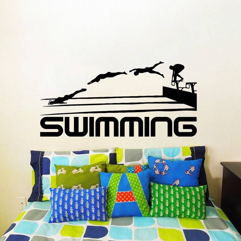 Swim Sticker Swimmer Decal Swimming Posters Vinyl Wall Decals Pegatina For Newest Swimming Wall Art (View 11 of 20)