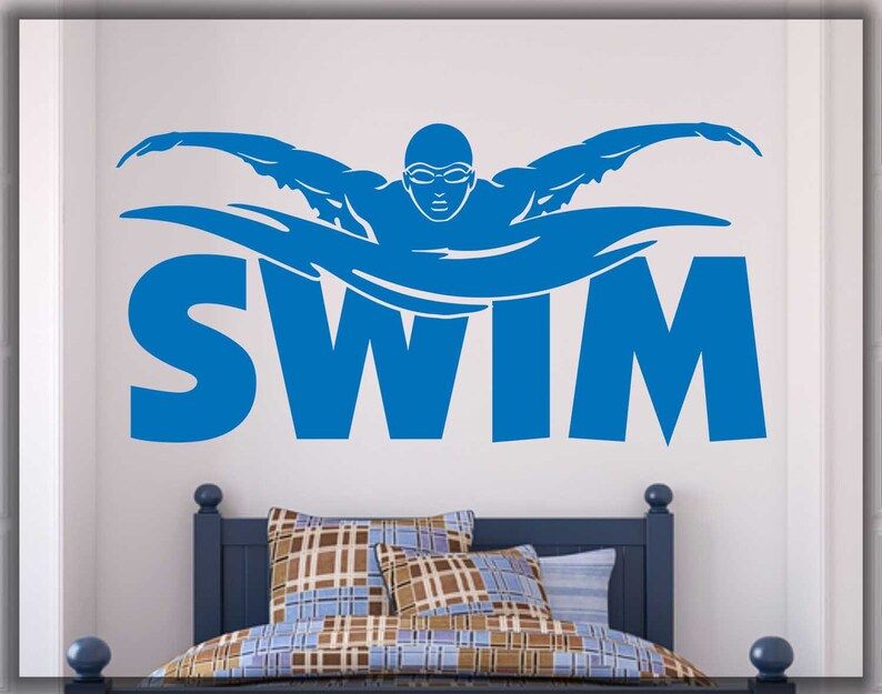 Swim Wall Decal Swimming Pool Home Art Decal Swimmer Decal | Etsy Throughout 2017 Swimming Wall Art (View 10 of 20)