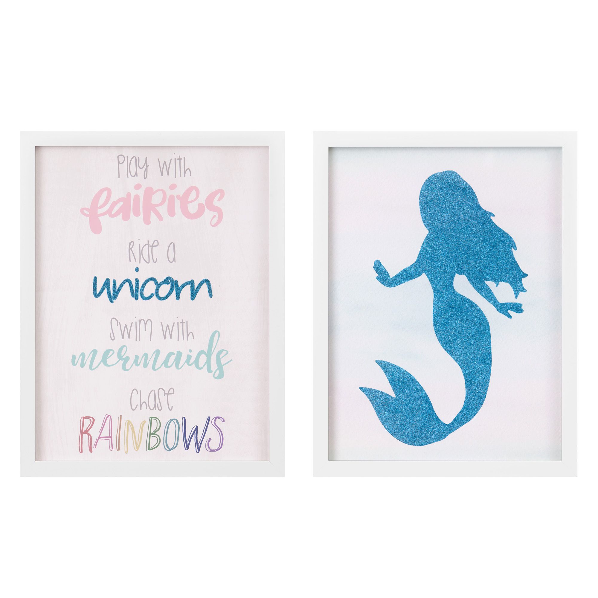 Swim With Mermaids 13x17 Framed Wall Art Print Two Piece Set – Walmart Throughout Best And Newest Swimming Wall Art (View 15 of 20)