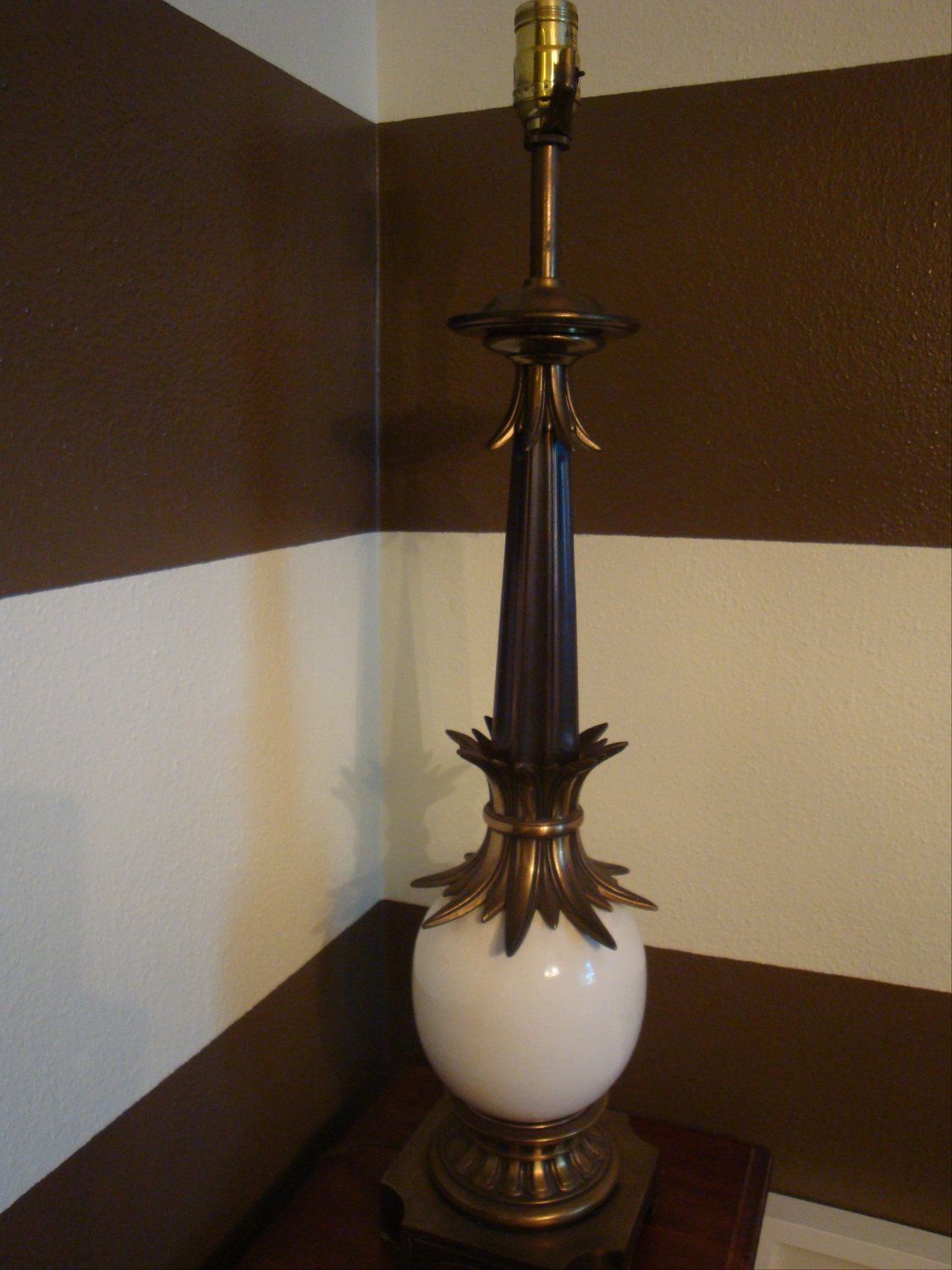Tall White And Metal Stiffel Lamp. $120.00, Via Etsy (View 10 of 20)
