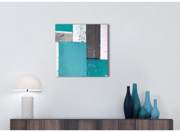 Teal Grey Abstract Painting Canvas Wall Art Modern 49cm Square – 1s344s Regarding Newest Square Canvas Wall Art (View 20 of 20)