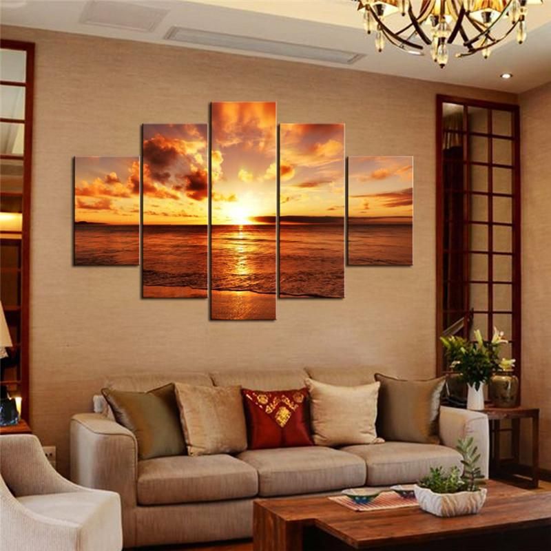 The Horizon – Nature 5 Panel Canvas Art Wall Decor – Canvas Storm For Most Current Natural Wall Art (View 4 of 20)
