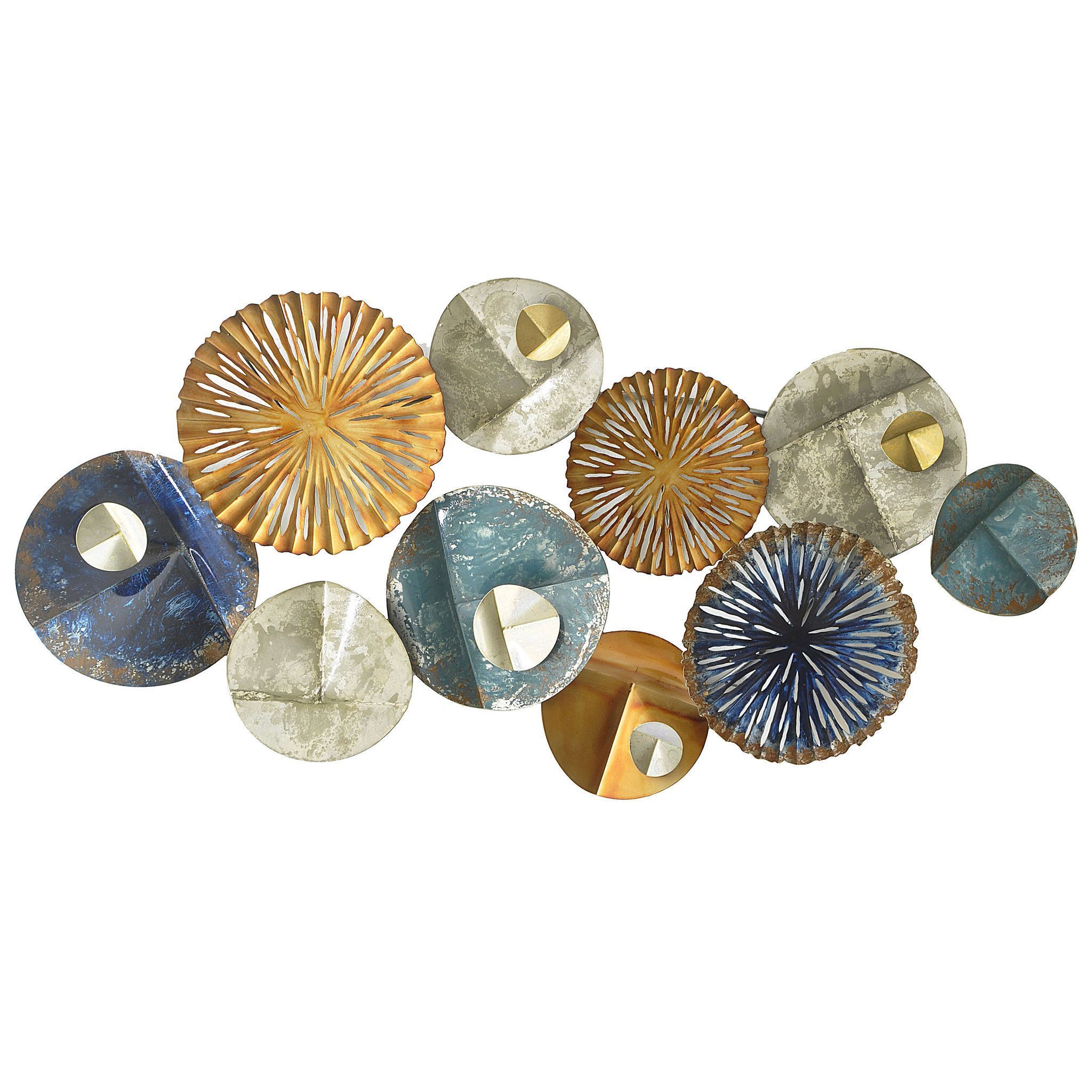 Three Hands Abstract Circles Metal Wall Decor In Neutral Color Tones Pertaining To Recent Spiral Circles Metal Wall Art (View 9 of 20)