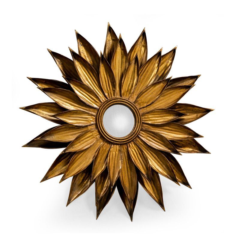 Triple Layer Antique Gold Sunflower Mirror | Sunflower Mirror, Metal Pertaining To Current Gold Metal Mirrored Wall Art (View 11 of 20)