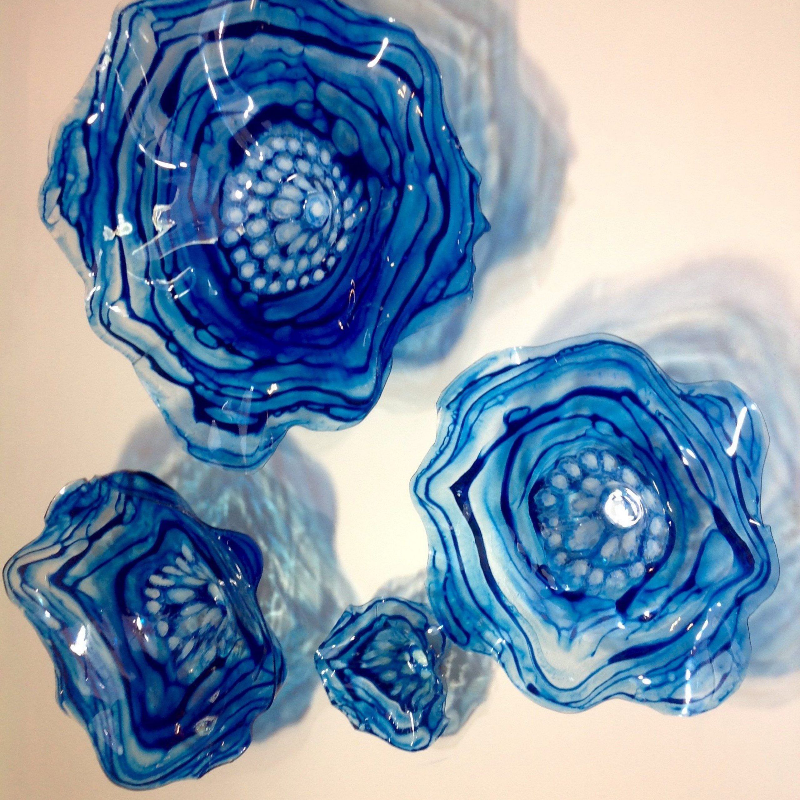 Vibrant Cobalt Blue Flowers Wall Art Home Decor Translucent | Etsy Regarding Newest Blue Morpho Wall Art (View 9 of 20)