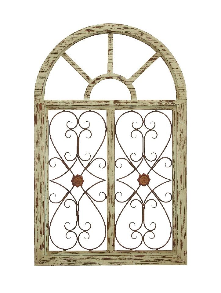 Victorian Gate Wood Wall Plaque Metal Distressed Beige Accent Decor For Current Arched Metal Wall Art (View 3 of 20)