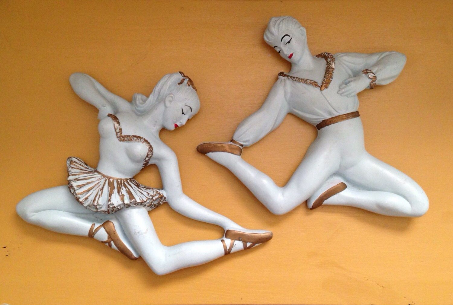 Vintage 1950s 50s 50's Midcentury Light Blue Gold Male Female Ballet With Most Up To Date Dancers Wall Art (View 10 of 20)