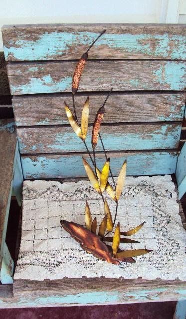 Vintage Art Sculpture Copper Brass Cattails Wall Hanging Jere For Current Cattails Wall Art (View 5 of 20)