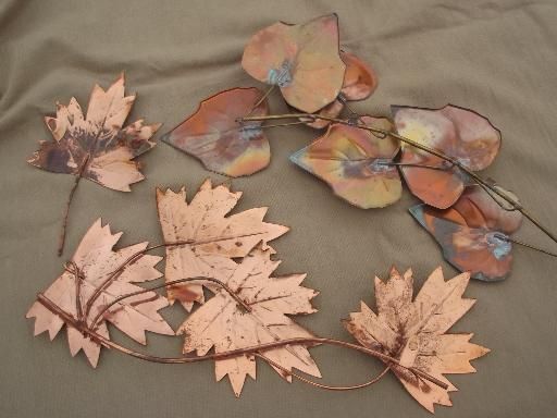 Vintage Copper Metal Art Sculpture, Autumn Leaf, Leaves For Wall Or Door Pertaining To Most Current Autumn Metal Wall Art (View 14 of 20)