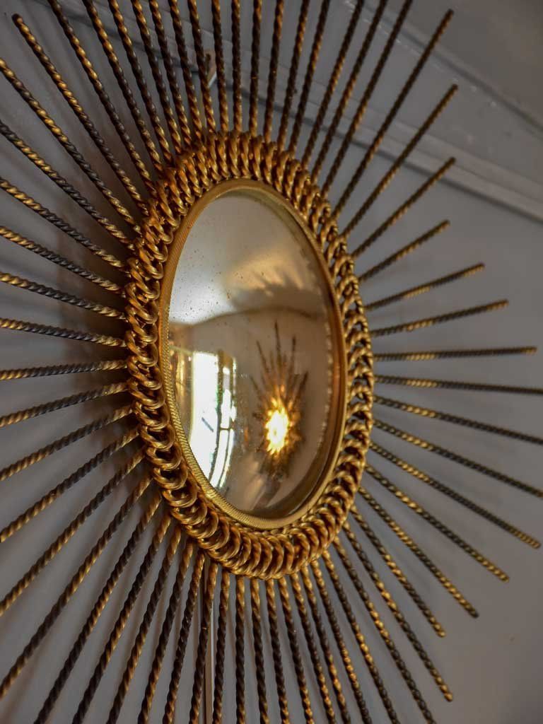 Vintage Sunburst Mirror With Convex Glass 33½" Diameter (with Images Pertaining To 2017 Twisted Sunburst Metal Wall Art (View 11 of 20)