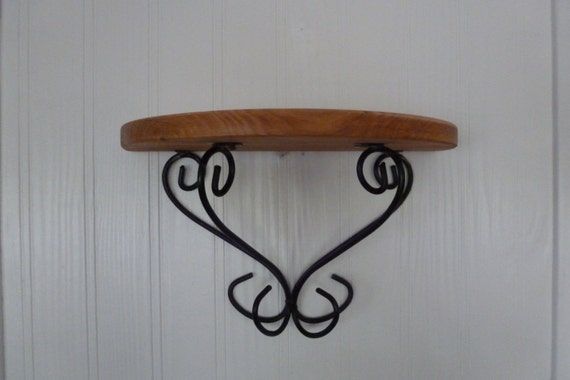 Vintage Wall Shelf Wood Metal Half Round Shelves Home With Most Up To Date Half Circle Metal Wall Art (Gallery 19 of 20)
