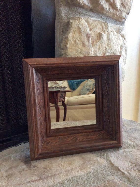 Vintage Wood Carved Square Mirror, Chunky Wood Frame, Mid Century With Regard To Best And Newest Antique Square Wall Art (View 8 of 20)