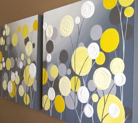 Wall Art Textured Yellow And Grey Abstract Flower Garden Two With Best And Newest Yellow Bloom Wall Art (View 12 of 20)