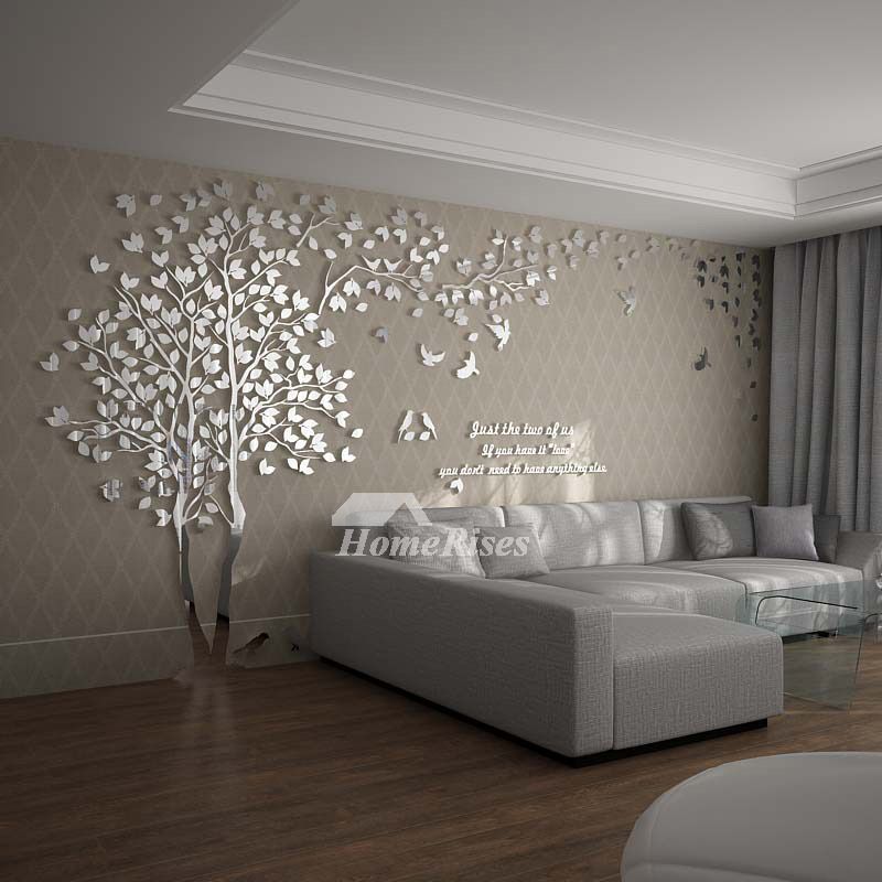 Wall Decals For Living Room Tree Acrylic Home Personalised Mirror Regarding Most Recent Trees Silver Wall Art (View 11 of 20)