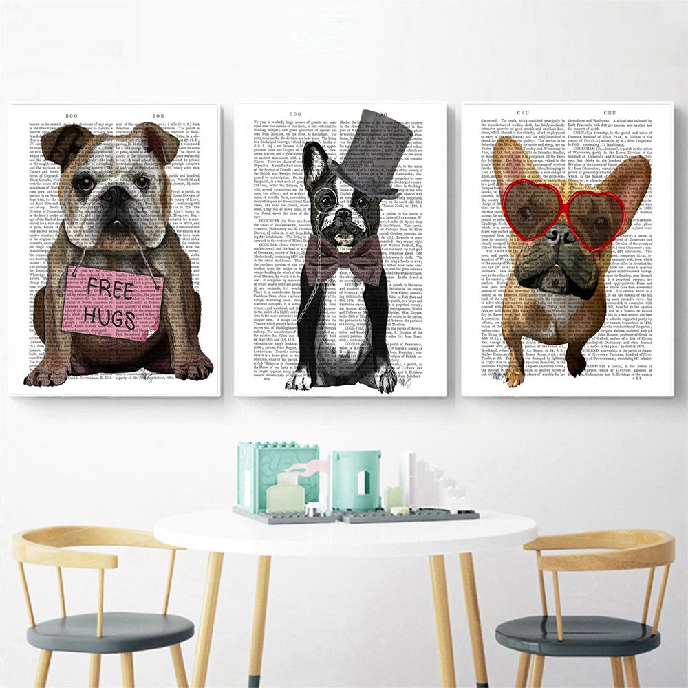 Wall Picture Home Decor Painting Abstract Fashion Dog Paper Canvas With Regard To Best And Newest Dog Wall Art (View 17 of 20)