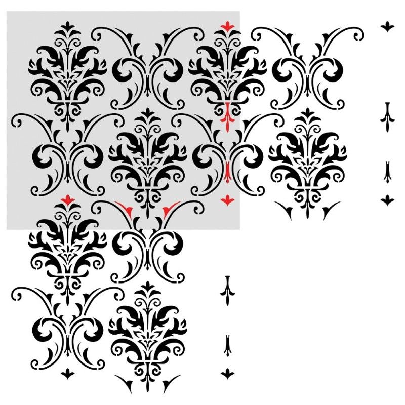 Wall Stencil Pattern Damask Allover Reusable Carol For Wall Decor And More For 2018 Damask Wall Art (View 17 of 20)