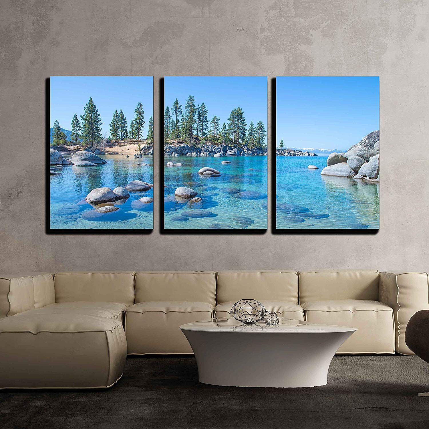 Wall26 – 3 Piece Canvas Wall Art – Beautiful Blue Clear Water On The In Latest Blue Morpho Wall Art (View 4 of 20)