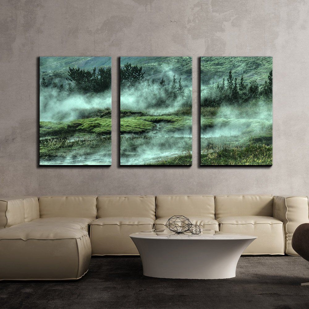 Wall26 – 3 Piece Canvas Wall Art – Nature Landscape With Green Hills In Regarding Most Popular Natural Wall Art (View 11 of 20)